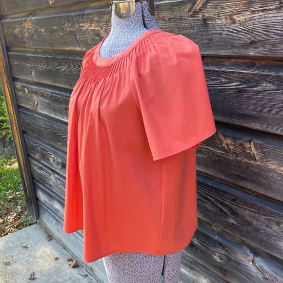 Cremieux Woven Sari Short Sleeve Orange Blouse - Picture 2 of 9